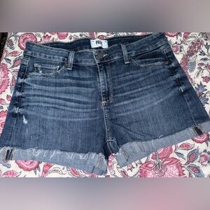 PAIGE Women's Dark Blue Denim Shorts
